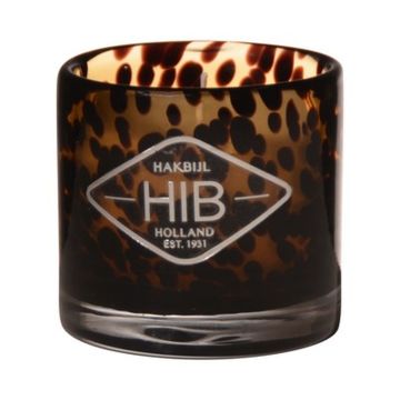 Wachskerze RENITA im Teelichtglas, orange-braun-klar, 8cm, Ø8cm