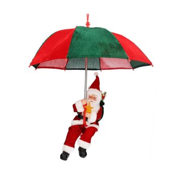 Hängender Santa Claus SISSON mit Schirm, LEDs, rot-grün, 77cm, Ø70cm Hängender Santa Claus SISSON mit Schirm, LEDs, rot-grün, 77cm, Ø70cm