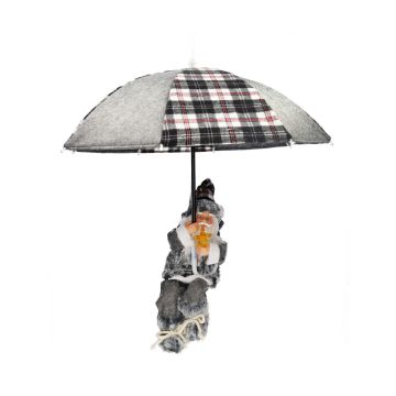 Hängender Santa Claus SISSON mit Schirm, LEDs, grau-weiß, 77cm, Ø70cm Hängender Santa Claus SISSON mit Schirm, LEDs, grau-weiß, 77cm, Ø70cm