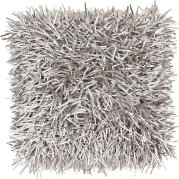 Sofa Kissen DAKIRA, hellgrau, lange Fransen, 45x45cm