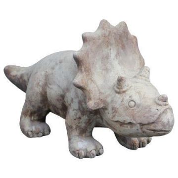 Tierfigur Dino Triceratops AMORIA aus Terrakotta, outdoor, handmade, patiniert, beige, 38x16x21cm Tierfigur Dino Triceratops AMORIA aus Terrakotta, outdoor, handmade, patiniert, beige, 38x16x21cm
