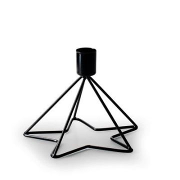 Metall Kerzenständer MELIARA für Stabkerzen, Sternform, schwarz, 12cm, Ø15cm Metall Kerzenständer MELIARA für Stabkerzen, Sternform, schwarz, 12cm, Ø15cm