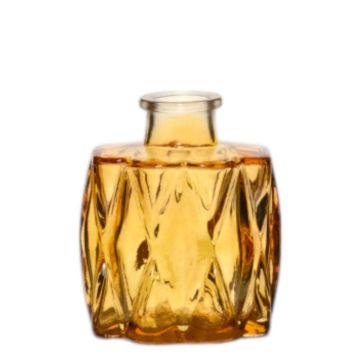 Glasflasche FIZZY mit Rillen, gelb-transparent, 7x5x8cm Glasflasche FIZZY mit Rillen, gelb-transparent, 7x5x8cm