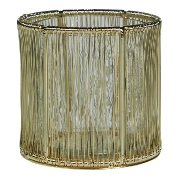 Teelichtglas CRISTOFORO, Metall Verzierung, champagner-gold-klar, 8cm, Ø8cm Teelichtglas CRISTOFORO, Metall Verzierung, champagner-gold-klar, 8cm, Ø8cm