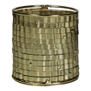 Teelichtglas DESTINAY, Metall Verzierung, champagner-gold-klar, 8cm, Ø8cm Teelichtglas DESTINAY, Metall Verzierung, champagner-gold-klar, 8cm, Ø8cm