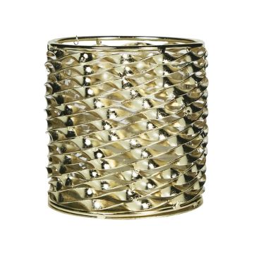 Teelichtglas ELEANORE, Metall Verzierung, champagner-gold-klar, 8cm, Ø8cm Teelichtglas ELEANORE, Metall Verzierung, champagner-gold-klar, 8cm, Ø8cm