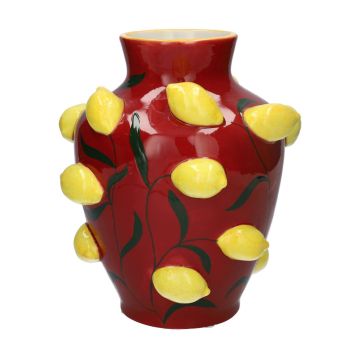 Blumenvase JULLA aus Dolomit, 3D Zitronen, rot-gelb, 25,7cm, Ø22,5cm Blumenvase JULLA aus Dolomit, 3D Zitronen, rot-gelb, 25,7cm, Ø22,5cm