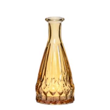 Flaschenvase THIFFANY aus Glas, mit Rillen, gelb-transparent, 14,5cm, Ø7cm Flaschenvase THIFFANY aus Glas, mit Rillen, gelb-transparent, 14,5cm, Ø7cm
