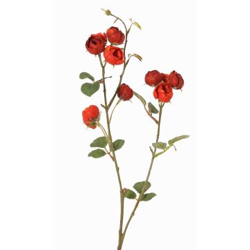Unechter Kohl-Rosen Zweig LORRAINE, Eco Collection, rot-orange, 60cm, Ø3cm Unechter Kohl-Rosen Zweig LORRAINE, Eco Collection, rot-orange, 60cm, Ø3cm