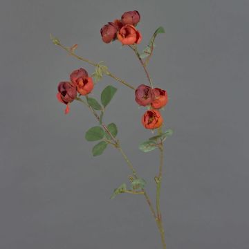 Unechter Kohl-Rosen Zweig LORRAINE, Eco Collection, rot-orange, 60cm, Ø3cm