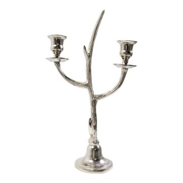 Aluminium Geweih Kerzenhalter ALLEANDRO für Stabkerzen, silber, 38cm Aluminium Geweih Kerzenhalter ALLEANDRO für Stabkerzen, silber, 38cm