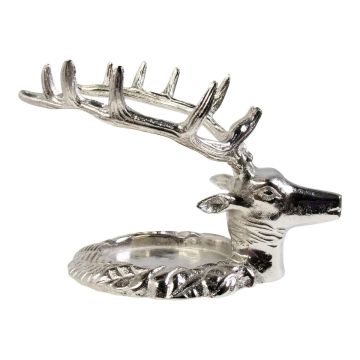 Aluminium Hirsch Kerzenständer EDELBERT, silber, 17x20x15cm Aluminium Hirsch Kerzenständer EDELBERT, silber, 17x20x15cm