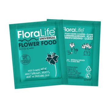 FloraLife® Universal Pulver SIRNA, Blumennahrungspulver, Schnittblumen, 50 Stück, 5g Sticks für 0,5L Wasser