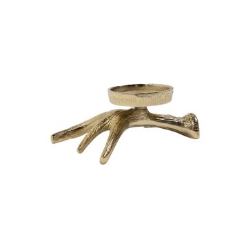 Aluminium Geweih Teelichthalter LYSSANDRE, gold, 7,5x20x15cm Aluminium Geweih Teelichthalter LYSSANDRE, gold, 7,5x20x15cm