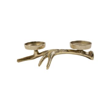 Aluminium Geweih Teelichthalter LYSSANDRE, gold, 7,5x28x17cm Aluminium Geweih Teelichthalter LYSSANDRE, gold, 7,5x28x17cm