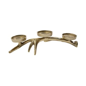 Aluminium Geweih Teelichthalter LYSSANDRE, gold, 8x39x18cm Aluminium Geweih Teelichthalter LYSSANDRE, gold, 8x39x18cm