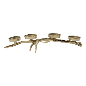 Aluminium Geweih Teelichthalter LYSSANDRE, gold, 8x43x19cm Aluminium Geweih Teelichthalter LYSSANDRE, gold, 8x43x19cm