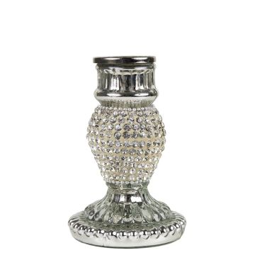 Strass Kerzenhalter KRYSTINA aus Aluminium, silber, 10cm, Ø7cm Strass Kerzenhalter KRYSTINA aus Aluminium, silber, 10cm, Ø7cm