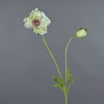 Kunstblume Mohnblume MESOP, weiß-grün, 65cm, Ø9cm
