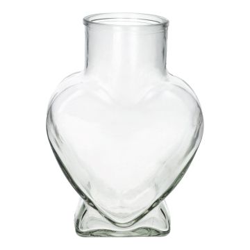 Glas Dekovase FILIPA in Herzform, mit Fuß, transparent, 15,5x8x22cm