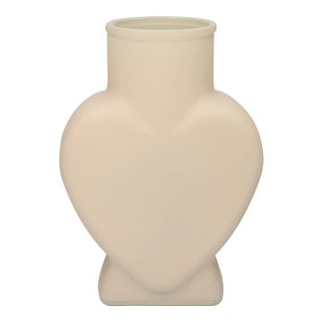 Glas Dekovase FILIPA in Herzform, mit Fuß, sand-matt, 15,5x8x22cm