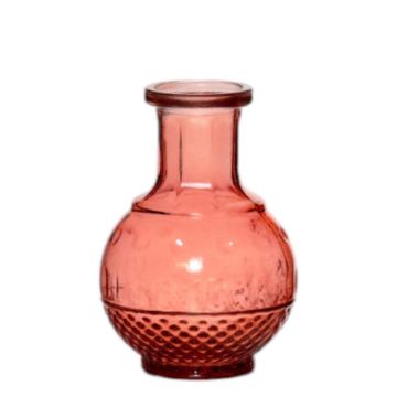 Deko Flaschenvase GEOFFREY aus Glas, mit Rillen, rot-transparent, 11,5cm, Ø8cm