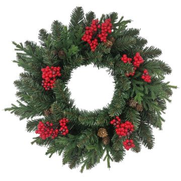 Künstlicher Tannenkranz STAVANGER, Fichte, Beeren, Zapfen, grün-rot, Ø50cm Künstlicher Tannenkranz STAVANGER, Fichte, Beeren, Zapfen, grün-rot, Ø50cm