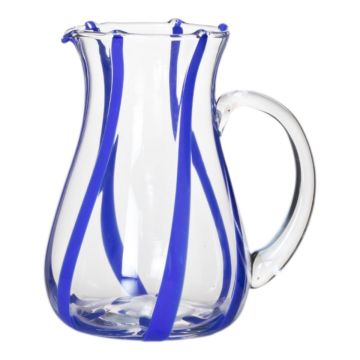 Glas Wasserkrug OCTAVIUS mit Streifen, blau-klar, 21cm, Ø15cm Glas Wasserkrug OCTAVIUS mit Streifen, blau-klar, 21cm, Ø15cm