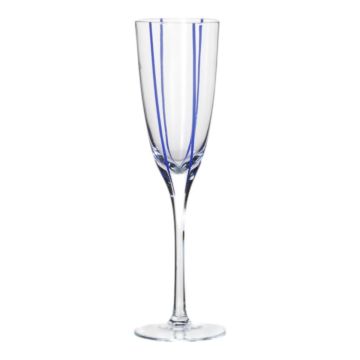 Champagnerglas OCTAVIUS mit Streifen, blau-klar, 25cm, Ø7,5cm