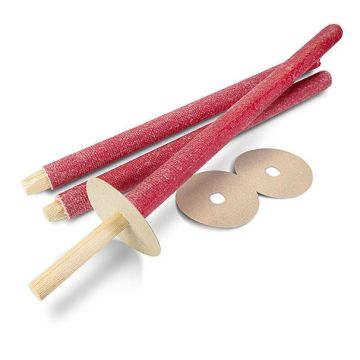 Wachsfackel ESTHEBAN inkl. Zubehör, rot, 35cm, Ø3cm, 1h - Made in Germany