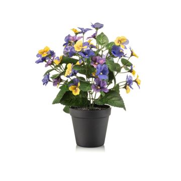 Kunstblume Stiefmütterchen NORHA im Dekotopf, gelb-blau-lila, 30cm