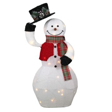 Dekofigur Schneemann COLWOOD mit Bewegungsfunktion, LEDs, weiß-rot-schwarz, 45cm