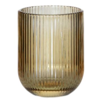 Wasserglas GENOVEFA mit Rillen, amber-klar, 9,5cm, Ø7,5cm