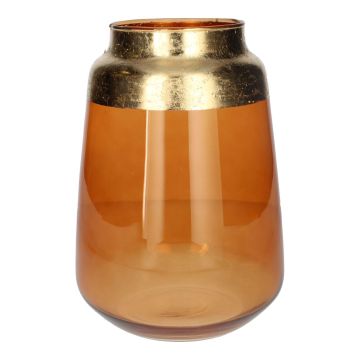 Glas Blumenvase FLORINI, braun-klar-gold, 24,2cm, Ø17cm