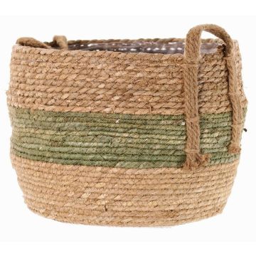 Korb Blumentopf UPALI, gebundenes Seegras, 2 Traggriffe, beige-grün, 26cm, Ø33cm Korb Blumentopf UPALI, gebundenes Seegras, 2 Traggriffe, beige-grün, 26cm, Ø33cm