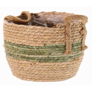 Korb Blumentopf UPALI, gebundenes Seegras, 2 Traggriffe, beige-grün, 22cm, Ø30cm Korb Blumentopf UPALI, gebundenes Seegras, 2 Traggriffe, beige-grün, 22cm, Ø30cm