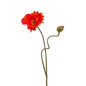 Mohnblume künstlich HASNA, rot-orange, 75cm, Ø11cm
