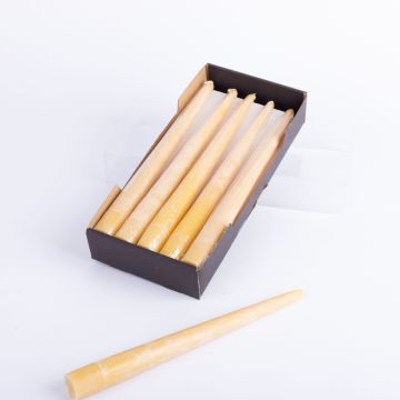 Stabkerze Bienenwachs BABETTE, 6 Stück, natur-gelb, 25cm, Ø2,3cm, 7h - Made in Germany