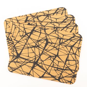 Rechteckiges Kork Tischset ARKTOS, Abstraktes Muster, 4 Stück, natur-blau, 40x30x0,3cm Rechteckiges Kork Tischset ARKTOS, Abstraktes Muster, 4 Stück, natur-blau, 40x30x0,3cm