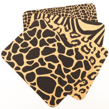 Rechteckiges Kork Tischset ARASHA, Animal Print, 4 Stück, natur-schwarz, 40x30x0,3cm Rechteckiges Kork Tischset ARASHA, Animal Print, 4 Stück, natur-schwarz, 40x30x0,3cm
