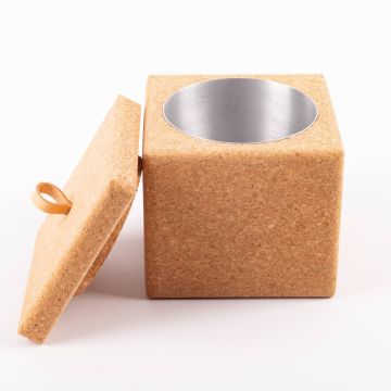 Eiskühler ENELA aus Kork, mit Henkel, natur, 14x14x14cm