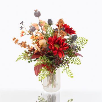 Deko Herbststrauß HELENA Sonnenblume, rot, 40cm, Ø35cm