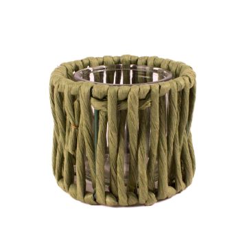 Sisal Halter für Teelicht BALKHAB mit Glaseinsatz, grün, 9cm, Ø11cm Sisal Halter für Teelicht BALKHAB mit Glaseinsatz, grün, 9cm, Ø11cm