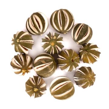 Deko Trockenfrüchte Orangen SIEGLINDE, eingeschnitten, grün, Ø5-6cm, 250g
