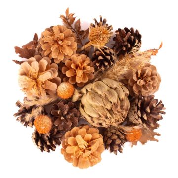 Herbstliches Potpourri YIDU, Tannenzapfen, Trockenzweige, braun-orange-grün, 250g