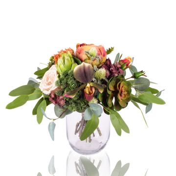 Künstlicher Exotischer Blumenstrauß NABINTY, lachs-grün, 35cm, Ø35cm