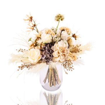 Kunstblumenstrauß RAWENNA in Trockenoptik, beige-weiß, 40cm, Ø50cm