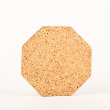 Achteckiger Press Korkuntersetzer MANARA, natur, 1,5cm, Ø25cm
