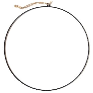 Metallring FREYDIS mit Juteschnur zum Hängen, schwarz, Ø25cm Metallring FREYDIS mit Juteschnur zum Hängen, schwarz, Ø25cm