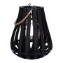 Rattan Laterne ALVARU mit Kerzenglas, Henkel, schwarz, 31cm, Ø24cm